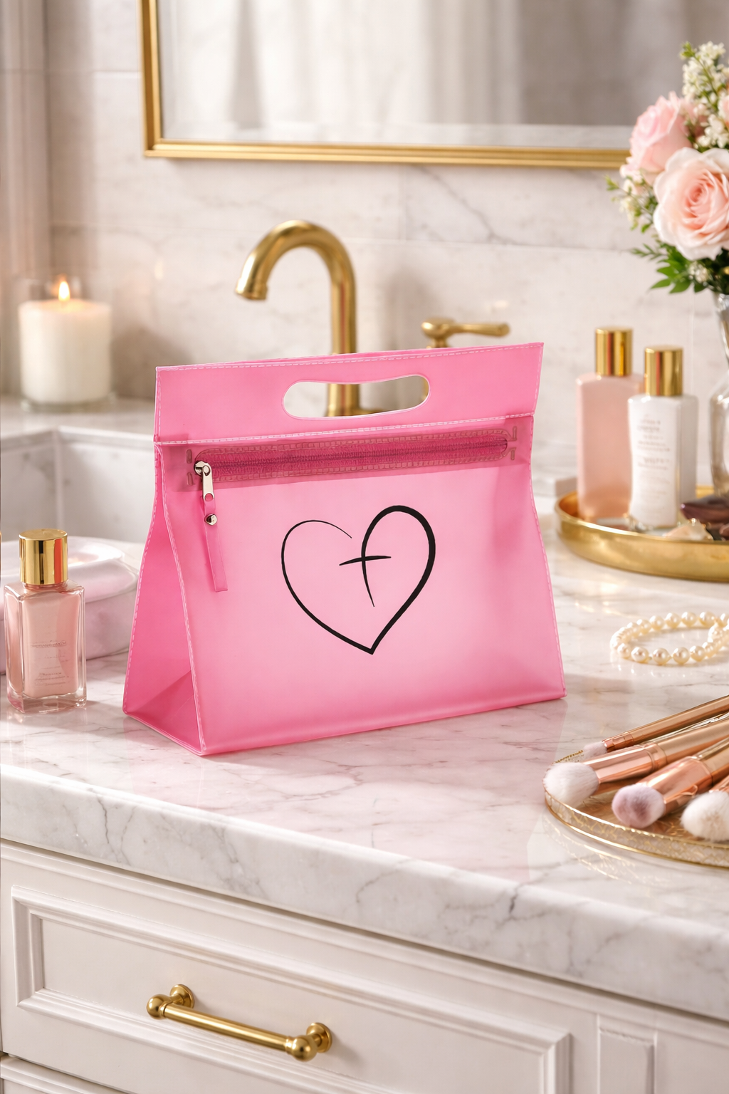 Trousse rose COEUR le lot de 10